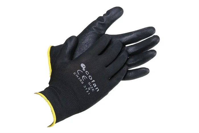 BLISTER G. 100% POLIEST. IMPREG. PU NEGRO T-7 (Envase de 12) Liquidación