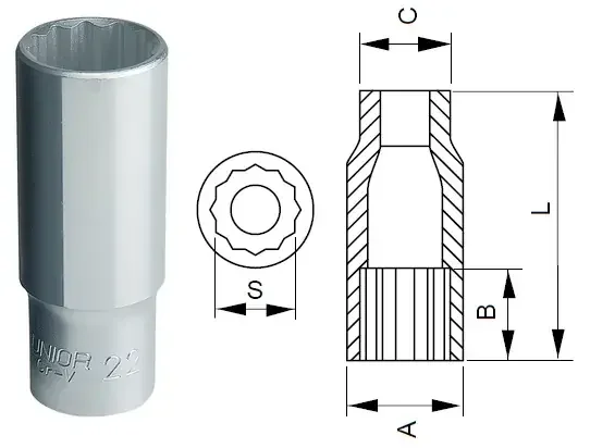 Certificado LLAVE VASO 1/2 LARGA 20MM BIHEX