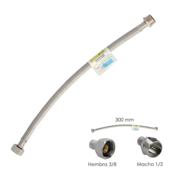 De Moda Latiguillo Flexible Acero Inoxidable Macho 1/2 – Hembra 3/8 – 300mm