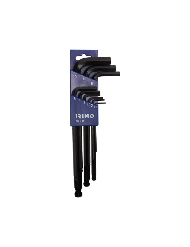 Garantía Incluida JUEGO PETACA 9 LLAVES HEXAGONALES PAVONADAS LARGAS CON BOLA 15-10mm 48-9-H IRIMO