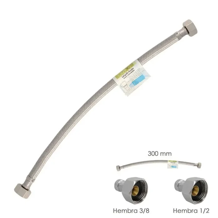 Latiguillo Flexible Acero Inoxidable Hembra 3/8 – Hembra 1/2 – 300mm Precio Económico