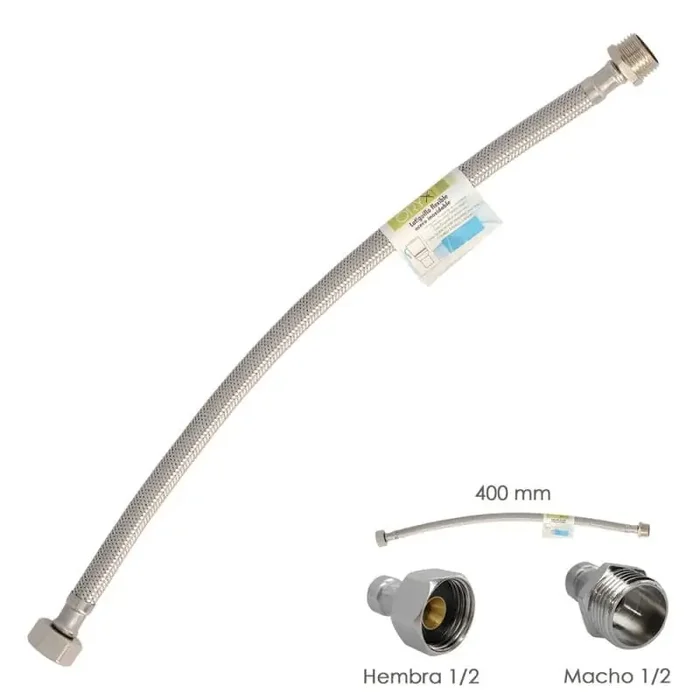 Latiguillo Flexible Acero Inoxidable Macho 1/2 – Hembra 1/2 – 400mm Devolución Gratuita