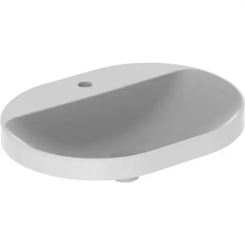Marca Reconocida LAVABO EMPOTRADO ELÍPTICO VARIFORM ORIFICIO GRIFO 60cm SIN REBOSADERO BLANCO