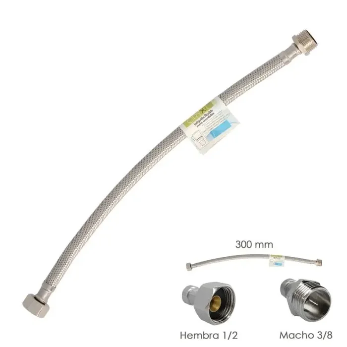 Oferta Latiguillo Flexible Acero Inoxidable Macho 3/8 – Hembra 1/2 – 300mm