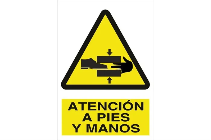 SEÑAL ADHESIVA 297X210 MM. Atención a pies y manos Envío Inmediato