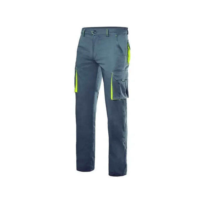 Última Oportunidad PANTALON STRETCH 240 GR FLUOR MATCH GRIS / AMARILLO TALLA 42 VELILLA